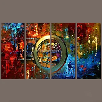 Hånd-Malet Væg Kunst, Udsmykning, Maleri, Farverig Abstrakt oliemaleri Håndmalet på Lærred Unikke Kniv Cirkel Canvas Billeder