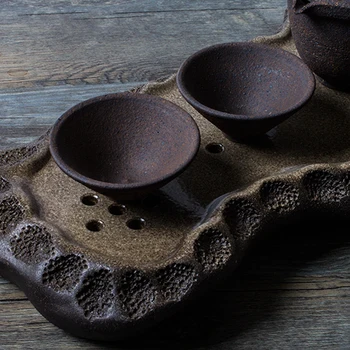 Håndlavet grove keramik te skuffe tør pladen af Japansk te-vand, te-bordet af archaize keramik tallerken leje pot