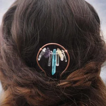 Håndlavet hårnål kvinders crystal trekant, cirkel månen hår tilbehør Hårnåle pige hairclip