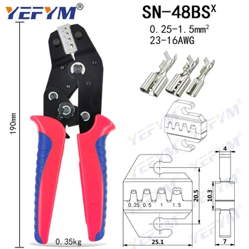 Håndværktøj hurtig kæbe udskiftning crimpning tænger SN-48BSX, 4 kæber (SN-02C / 2546B / 06 / 06WF), wire stripper I-1,pakke