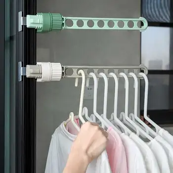 Hængende Windows Rustfrit Stål Tøj Tørring Rack Husstand 8-Huller Snap-on Clothes Hanger Bærbare Rejse garderoang