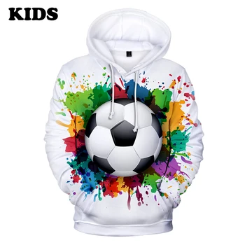 Hættetrøje til børn fra 2 til 14 år gamle 3D-Fodbold Trøjer Mænd Kvinder Sweatshirt Fodbold Hoodie Egnet Drenge Piger Afslappet Top