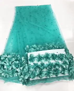 Høj Kvalitet 2018 3D Applikation Nigerianske Lace Fabrics Tyl Beaded Afrikanske Blonde Stof Guipure Broderet franske Blonder YB001