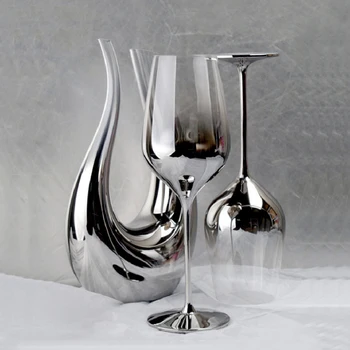 Høj kvalitet Galvaniserede rødvin glas kop grå pokal glas, kopper Crystal champagne glas hotel part drinkware bryllupsgave