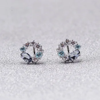 Høj kvalitet SWA, elegant og charmerende blue multi-form crystal perforeret crystal kvinders øreringe, mode smykker