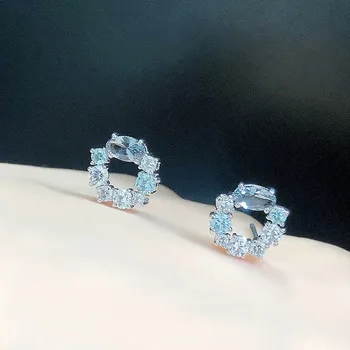 Høj kvalitet SWA, elegant og charmerende blue multi-form crystal perforeret crystal kvinders øreringe, mode smykker