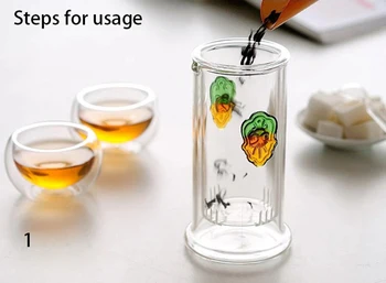 Høj kvalitet-varmeandigt Glas Binaural thekande,Smuk og nem tekande Kung Fu Blomst Tekande Med Filter Og Elkedel