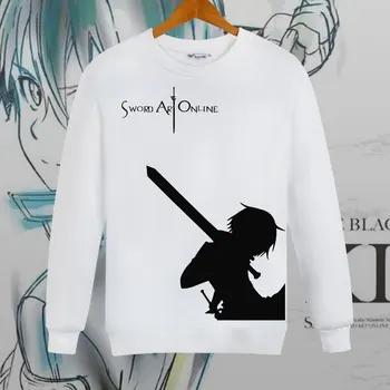 Høj-Q Unisex Animationsfilm Cos Sværdet Kunst Online Kirigaya Kazuto Kirito Bomuld Casual Hoodie O Hals Daglige Sweatshirts Shirt