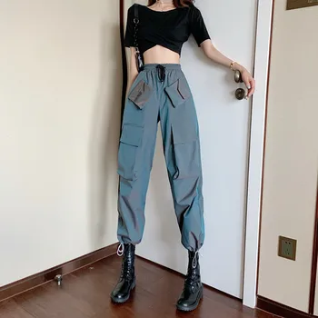 Høj Talje Jeans Koreanske Kvinder Harem Bukser, Casual Løs Plus Size High Street Bukser Pantalon Femme Joggere Kvinder Cargo Bukser