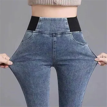 Høj talje Jeans Kvinder 2021 Nye Forår Slank Vintage Stretch Denim Tights Plus size Casual Blyant Bukser Efteråret Damer Bukser