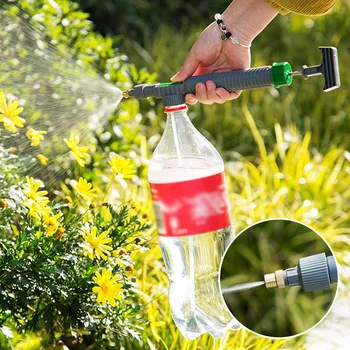 Højt Tryk Luftpumpe Manuel Bærbare Sprøjte Justerbar Vand At Drikke Flaske Spray Hoved Dyse Have Vanding Af Haven Værktøj
