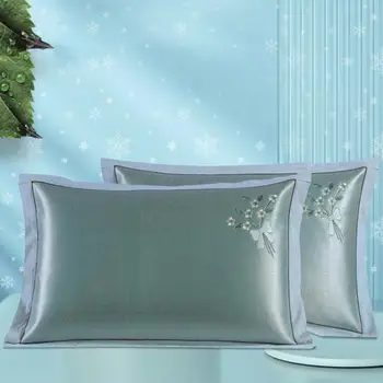 Ice Silke Fremragende Åndbar Dekorativ Pillow Cover Praktiske pudebetræk Blomst Mønster til Soveværelse