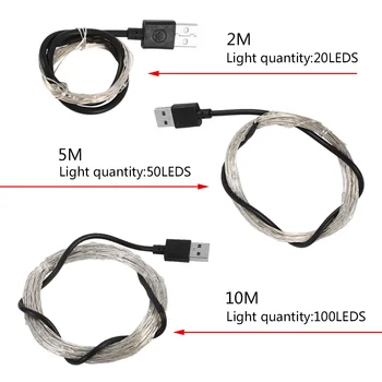 ICOCO Vandtæt Fe Lys String 2M 20LED Sølv Wire Jul Bryllup Strenge Belysning USB-Drevet Indendørs, Udendørs Ferie