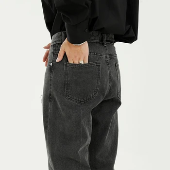 IEFB 2021 Efteråret Nye Sorte Jeans Til Mænd koreanske Streetwear Mode Denim Bukser Slids Jeans Til mænd Vintage Løs Lige 9Y5056