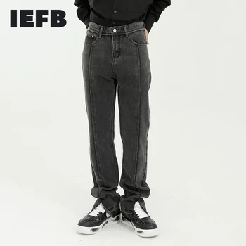 IEFB 2021 Efteråret Nye Sorte Jeans Til Mænd koreanske Streetwear Mode Denim Bukser Slids Jeans Til mænd Vintage Løs Lige 9Y5056