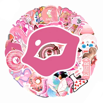 Ikke-Gentage Pink Kawaii Søde Klistermærker Æstetiske DIY Scrapbog Tidende Dagbog Mærkat for Piger Bagage Vandtæt Laotop