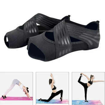 Ikke Udskridning Kvinder Barre Yoga Sko Pilates Greb Sokker Fleksibel Maskinvask Sort L