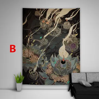 Illustration Kinesisk Stil Gobelin Kunst Væg Plakat Hængende Sofa Bord Bed Cover Home Decor