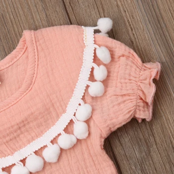 Imcute Nyeste Mode Nyfødte Barn Børn Baby Pige Spædbarn Solid Kvast Bodysuit Buksedragt Outfits Sæt Kausale Sommer Tøj