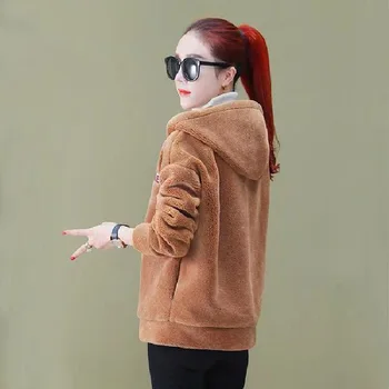 Imiteret lam Plys Jakke Women ' s fall / winter 2020 ny koreansk stor størrelse løs cardigan top coat tendens