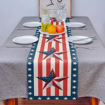 Independence Day Fem-takkede Stjerne, som bordløber Hjem Køkken spisebord Indretning Dug og Dækkeservietter Bryllup Tabel Indretning
