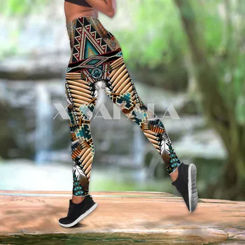 Indfødte Indiske Primitive To Stykke Yoga-Sæt Kvinder 3D-Print Vest Hule Ud Tank Top med Høj Talje Legging Sommeren Afslappet Sport-4