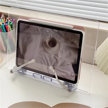 Ins koreanske Klar Akryl Tablet Desktop Stander Til iPad 12.9 tommer Med Taske Justerbar Læse Resten Med Faste Køkken Kogebog