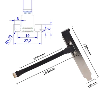 Interne USB 3.1 GEN2 USB-C-Type-C Female til Type-E Mandlige Fladskærms forlængerkabel med PCI-ophæng til A4-ITX ATX Chassis
