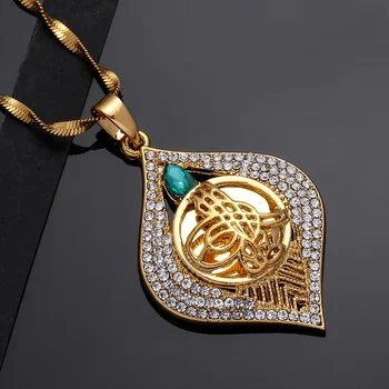 Islamiske Muslimske Mode Nye Design Geometriske Crystal Damer Charme Halskæde Arabiske Rund Halskæde Smykker Ikke Fading