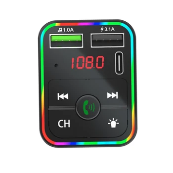 JABS MP3 Trådløse Bluetooth-5.0 FM-Radio Transmitter til Bilen,Adapter og Modtager,Dual USB Type-C Opladning Bil Oplader
