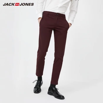 JackJones Mænds Slim Fit Stretch Bomuld Business Casual Ren Farve Casual Bukser|219314525