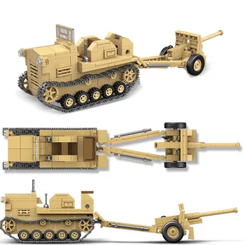 Japan 98 traktor Trukket Artilleri Model byggesten WW2 Militære Område Pistol Soldat Våben Pædagogiske Mursten Legetøj For Børn