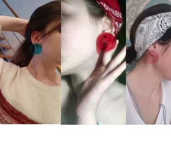 Japan og Sydkorea 2019 nye minimalistiske retro acryl transparent runde temperament øreringe candy farve øreringe simple desig