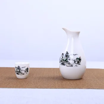 Japansk Keramik Cocktail Shaker Bar Skyld Cup Hånd-Malet Kreative Runde Decantador De Vino Shot Glas Dispenser BD50BS