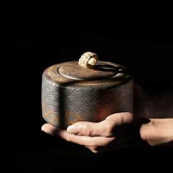 Japansk keramik te caddier vintage porcelæn te dåse til opbevaring af te eller mad