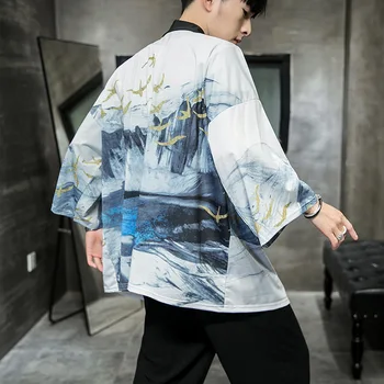 Japansk Kimono Summer Print Løs Skjorte Toppe Casual Kvinde, Mand, Kimono Frakke Par Yukata Kimonoer mænd Harajuku Cardigan