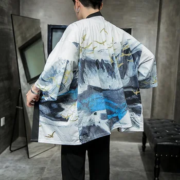 Japansk Kimono Summer Print Løs Skjorte Toppe Casual Kvinde, Mand, Kimono Frakke Par Yukata Kimonoer mænd Harajuku Cardigan