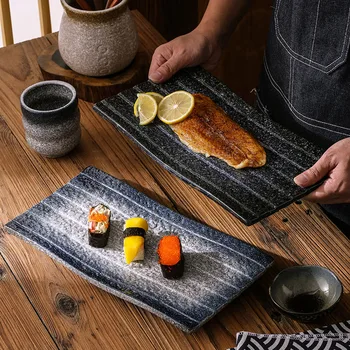 Japansk-stil pladen kreative keramiske rektangulær plade snack tallerken sashimi sushi tallerken hot pot service karakteristiske vestlige