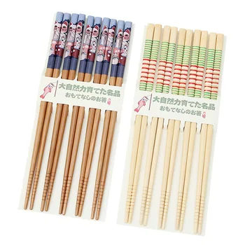 Japansk Stil Spisepinde Familie ligger 5 Par af Bambus Spisepinde Naturlige Anti-mug Anti-slip Spisepinde af Træ Spisepinde