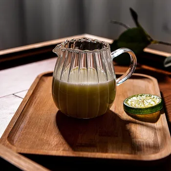 Japansk Stribe mælkekande Varme-resistantn Og Glas Kop Med Håndtag Gennemsigtig Mælk, Te-Separator Cup Hjem Cafe Drinkware