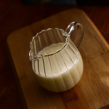 Japansk Stribe mælkekande Varme-resistantn Og Glas Kop Med Håndtag Gennemsigtig Mælk, Te-Separator Cup Hjem Cafe Drinkware
