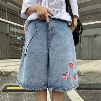 Jeans Kvinder Sommeren Nye Denim Casual Løs Butterfly-Broderi Japansk Streetwear Stil Damer Vintage Alle-match Mode Dejlig
