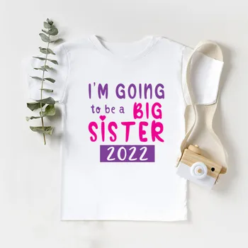 Jeg Bliver Forfremmet Til Store Søster 2021/ 2022 Print Piger T shirt Meddelelse Casual Børn Tøj, Baby Børn T-shirts,HKP5432