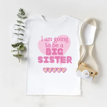 Jeg Bliver Forfremmet Til Store Søster 2021/ 2022 Print Piger T shirt Meddelelse Casual Børn Tøj, Baby Børn T-shirts,HKP5432