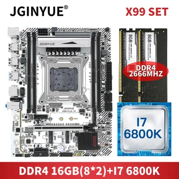 JGINYUE X99 Bundkort Combo LGA 2011-3 med 16GB 2*8 GB DDR4 RAM-Hukommelse Intel Core I7-6800K processor Sat Kit X99M-PLUS D4