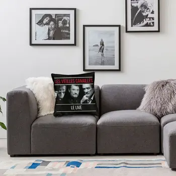 Johnny Hallyday Rock Musik Sanger pudebetræk 40x40 Dekoration 3D-Print Smide pudebetræk for Sofa To Side