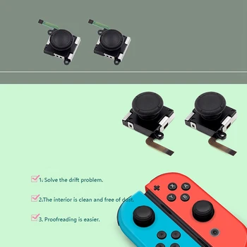 Joycon Joysticket Udskiftning 3D Analoge Stick til Nintendo Skifte Omfatter Skruetrækkere Metal Spænder Thumb Stick Caps