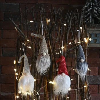 Jul Ansigtsløse Gnome LED Lys Santa Tree Vedhæng 2021 Xmas Rudolph Dukke Klud Dekoration Lys Hjem Hængende Nice Kids Gave