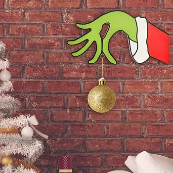 Jul Døren Dekorationer, hængende hul hånd Hjemme Foran Døren Hoop Xmas Udsmykning Santa Claus julepynt nytår Gaver