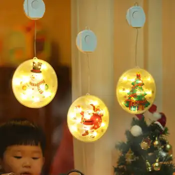 Jul elk snemand Santa lys ferie vindue indretning LED sucker lys, Batteri, Jul krans til Indretning bell